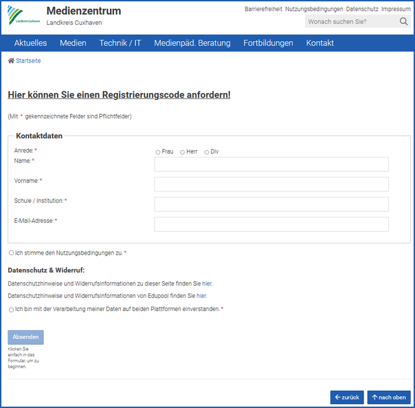 Bild vergr&ouml;&szlig;ern: Registrierung &uuml;ber Homepage